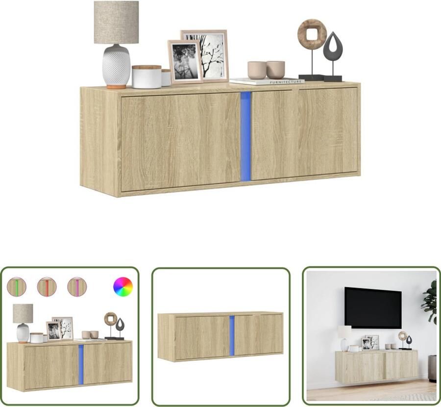 VidaXL Tv Meubel Tv Kast Tv-wandmeubel met LED-verlichting 100x31x35 cm sonoma eiken Salontafel Led Verlichting Sonom Eiken