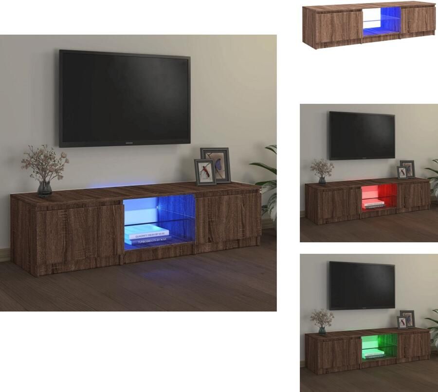 VidaXL Tv-meubel Tv-kastemeubels Tv-kast Tv-meubel Met LED-verlichting Tv-meubel met LED-verlichting 140x40x35-5 cm bruineikenkleurig