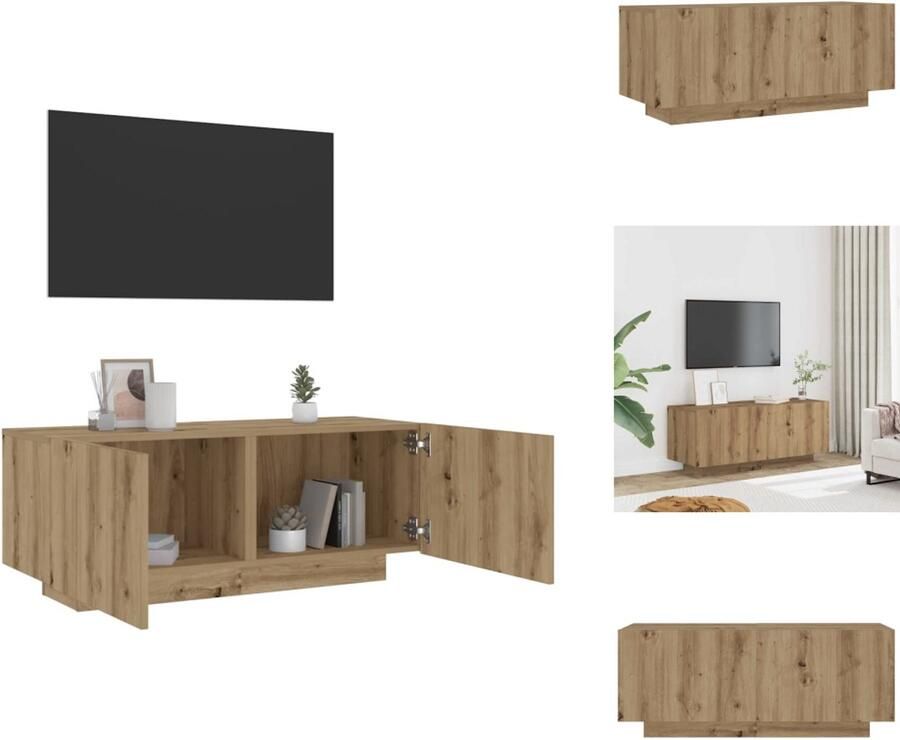 VidaXL Tv-meubel Tv-kasten -Tv-standaard Hifi-kast Tv-meubel 100x35x40 cm bewerkt hout artisanaal eikenkleurig