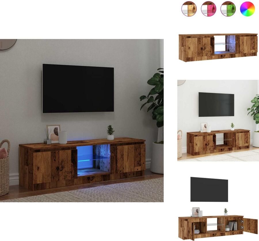 VidaXL Tv-meubel Tv-kasten -Tv-standaard Hifi-kast Tv-meubel met LED 120x30x36 cm bewerkt hout oud hout