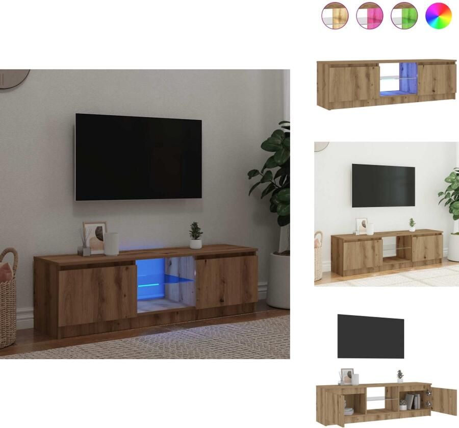 VidaXL Tv-meubel Tv-kasten -Tv-standaard Hifi-kast Tv-meubel met LED 120x30x36 cm bewerkt hout artisanaal eiken