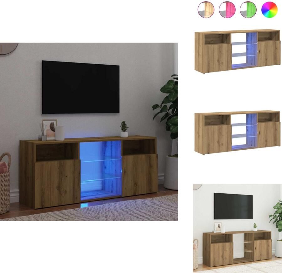 VidaXL Tv-meubel Tv-kasten -Tv-standaard Hifi-kast Tv-meubel met LED 120x30x50 cm bewerkt hout artisanaal eiken