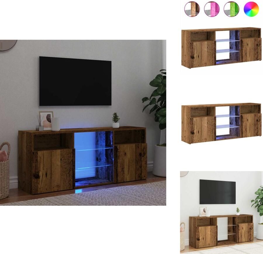 VidaXL Tv-meubel Tv-kasten -Tv-standaard Hifi-kast Tv-meubel met LED 120x30x50 cm bewerkt hout oud hout