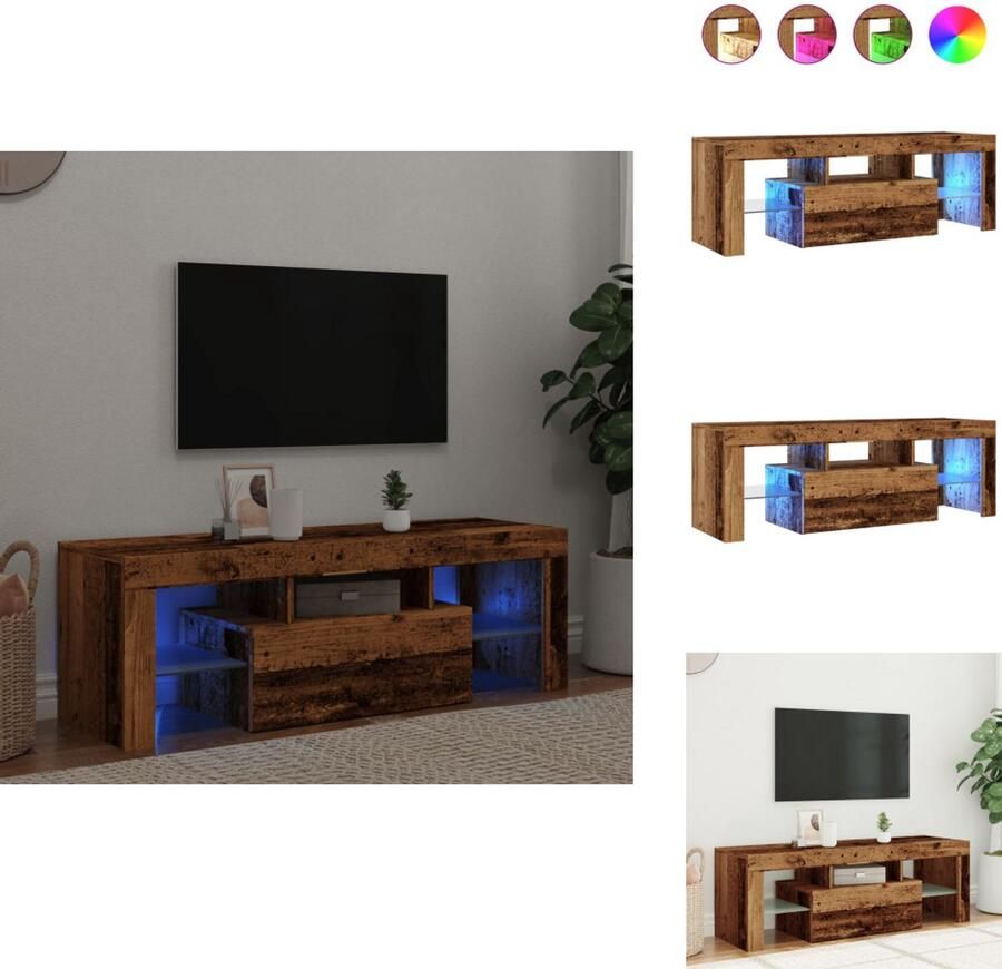 VidaXL Tv-meubel Tv-kasten -Tv-standaard Hifi-kast Tv-meubel met LED 120x36 5x40 cm bewerkt hout oud hout