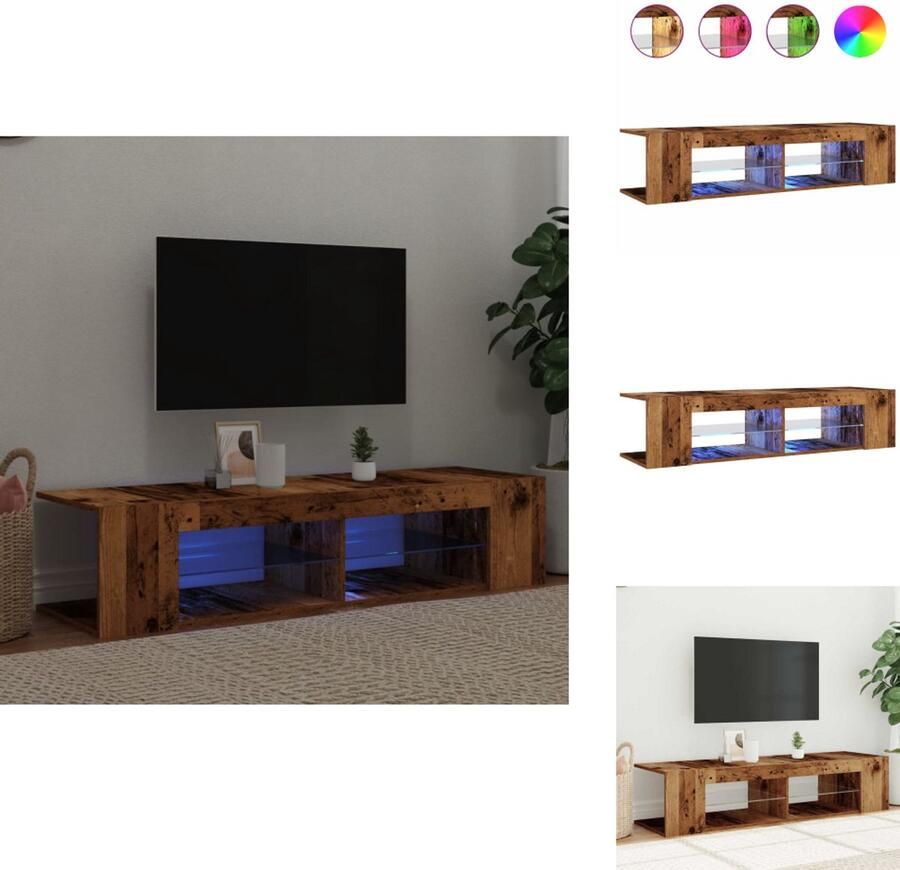 VidaXL Tv-meubel Tv-kasten -Tv-standaard Hifi-kast Tv-meubel met LED 135x39x30 cm bewerkt hout oud hout