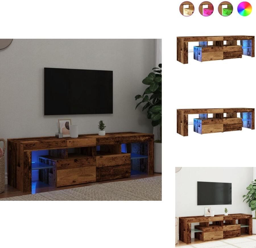 VidaXL Tv-meubel Tv-kasten -Tv-standaard Hifi-kast Tv-meubel met LED 140x36 5x40 cm bewerkt hout oud hout