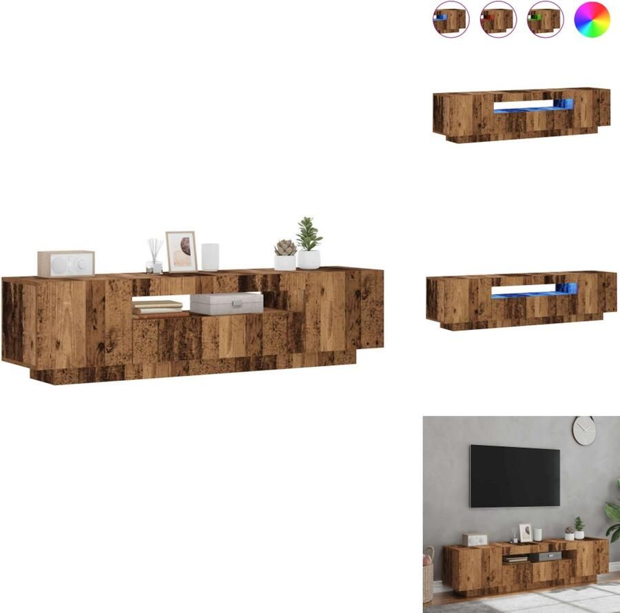 VidaXL Tv-meubel Tv-kasten -Tv-standaard Hifi-kast Tv-meubel met LED 160x35x40 cm bewerkt hout oud hout