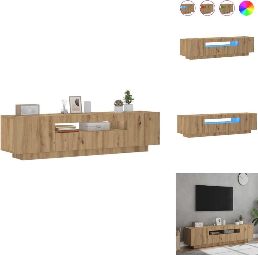 VidaXL Tv-meubel Tv-kasten -Tv-standaard Hifi-kast Tv-meubel met LED 160x35x40 cm bewerkt hout artisanaal eiken