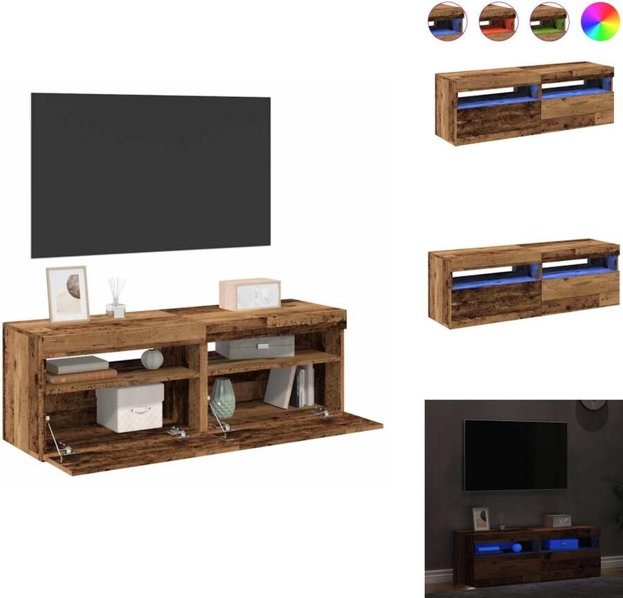 VidaXL Tv-meubel Tv-kasten -Tv-standaard Hifi-kast Tv-meubels met LED-verlichting 2 st bewerkt hout oud hout