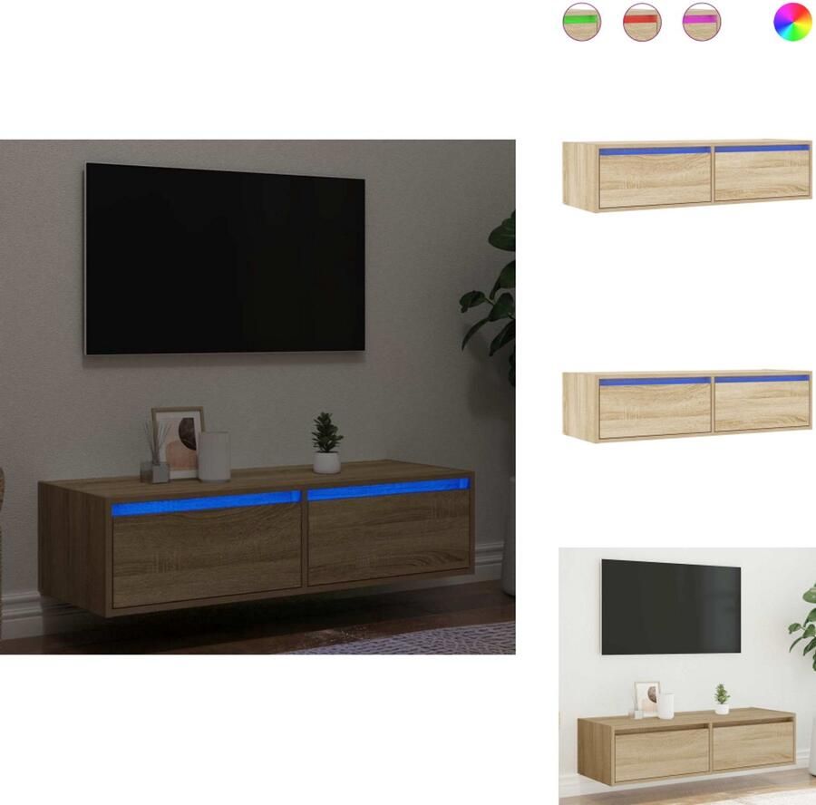 VidaXL Tv-meubel Tv-kasten -Tv-standaard Tv-dressoir Tv-meubel LED-verlichting 100X35 5x25 cm sonoma eikenkleurig