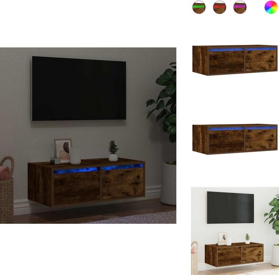 VidaXL Tv-meubel Tv-kasten -Tv-standaard Tv-dressoir Tv-meubel LED-verlichting 75x35 5x25 cm gerookt eikenkleurig
