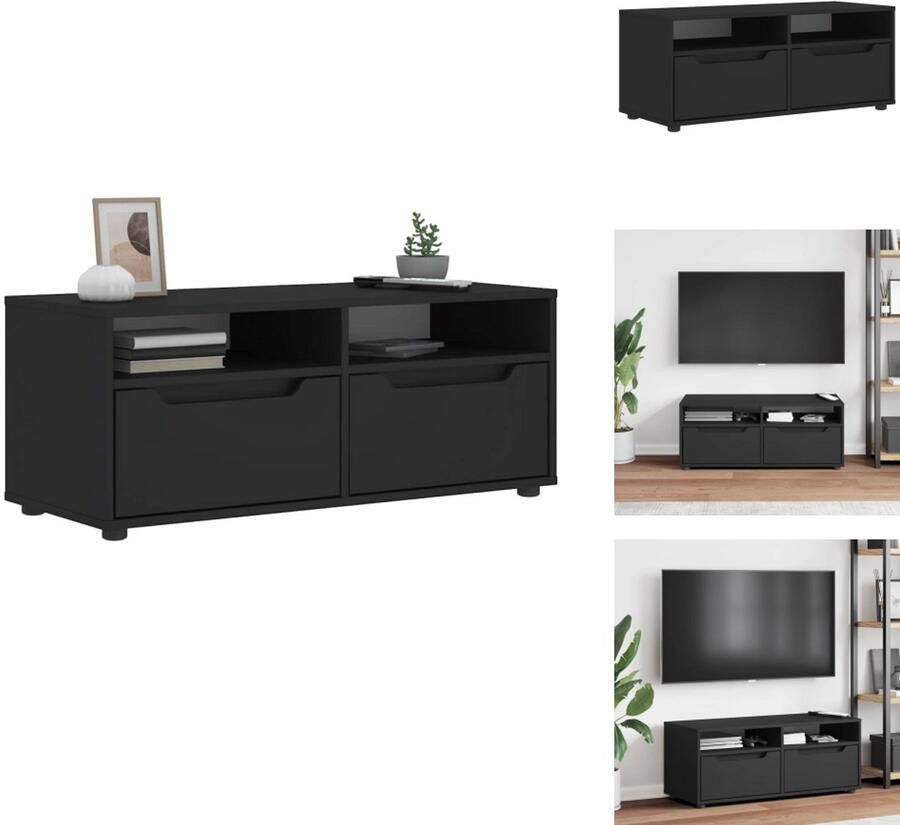VidaXL Tv-meubel Tv-kasten -Tv-standaard Tv-dressoir Tv-meubel VISNES 100x40x38 cm bewerkt hout zwart