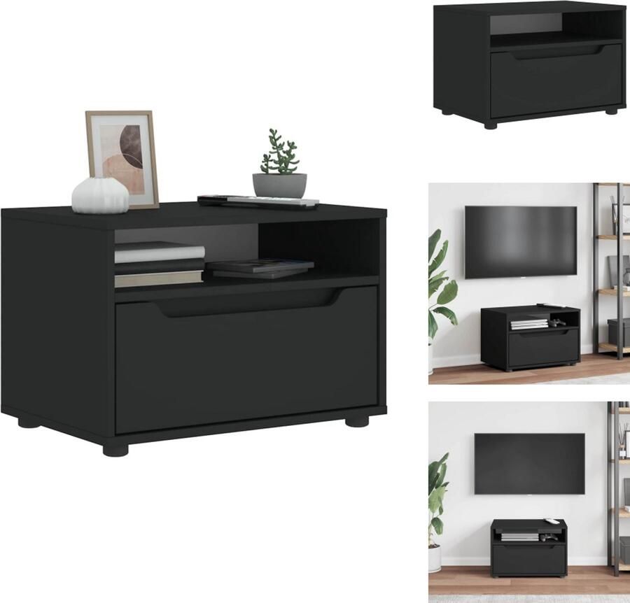 VidaXL Tv-meubel Tv-kasten -Tv-standaard Tv-dressoir Tv-meubel VISNES 60x40x38 cm bewerkt hout zwart