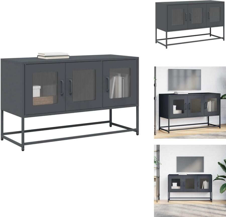 VidaXL Tv-meubel Tv-kasten -tv-standaard Tv-meubel 100 5x39x60 5 cm koudgewalst staal antracietkleurig