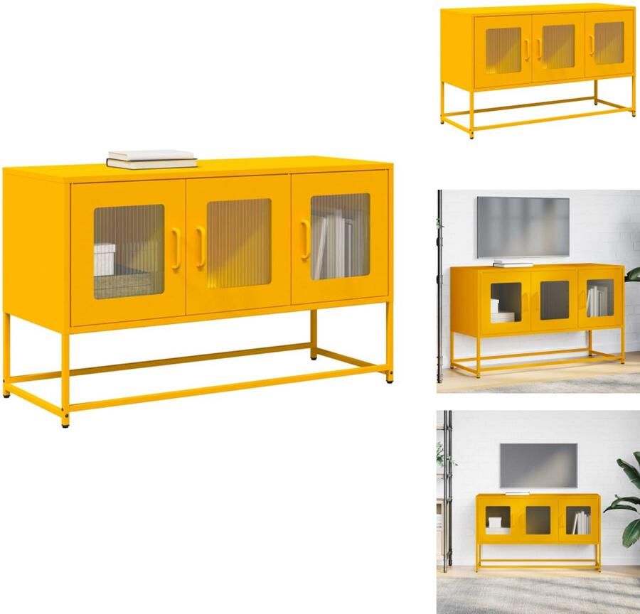 VidaXL Tv-meubel Tv-kasten -tv-standaard Tv-meubel 100 5x39x60 5 cm koudgewalst staal mosterdgeel