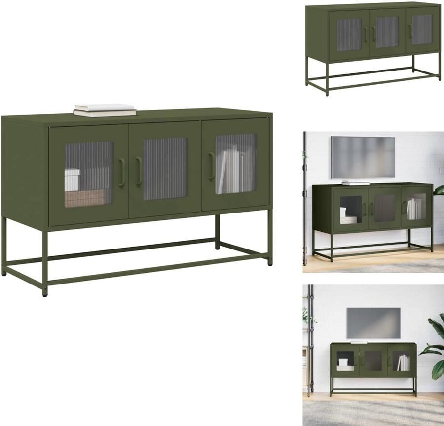VidaXL Tv-meubel Tv-kasten -tv-standaard Tv-meubel 100 5x39x60 5 cm koudgewalst staal olijfgroen