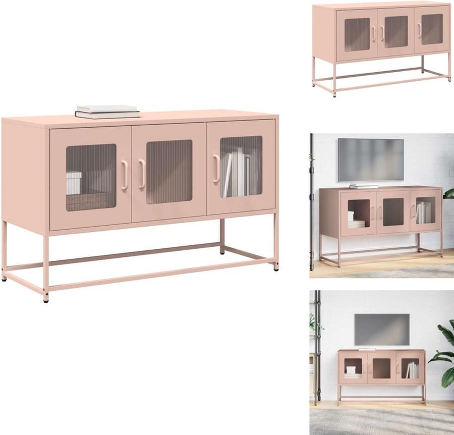 VidaXL Tv-meubel Tv-kasten -tv-standaard Tv-meubel 100 5x39x60 5 cm koudgewalst staal roze