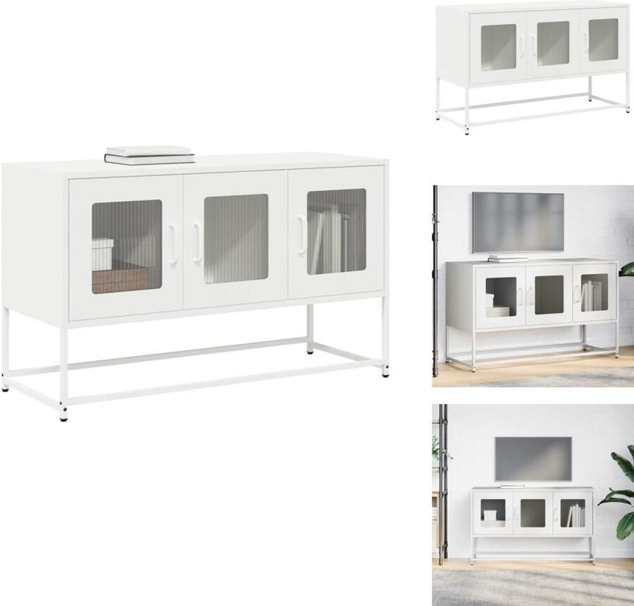 VidaXL Tv-meubel Tv-kasten -tv-standaard Tv-meubel 100 5x39x60 5 cm koudgewalst staal wit
