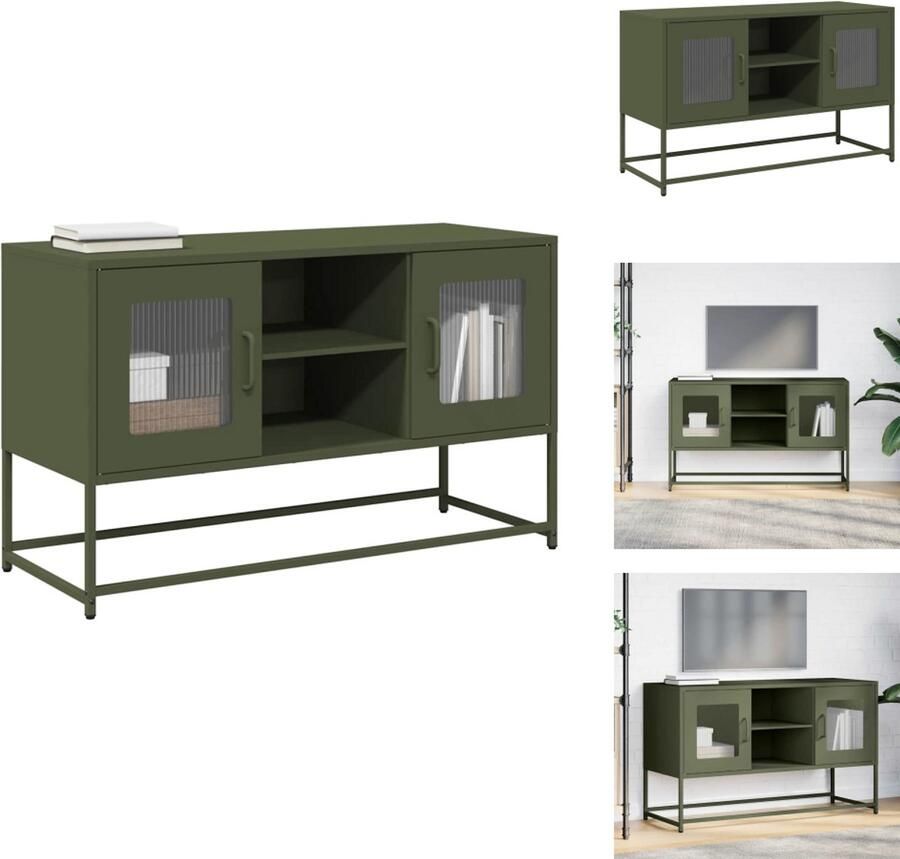 VidaXL Tv-meubel Tv-kasten -Tv-standaard Tv-meubel 100 5x39x60 5 cm staal olijfgroen