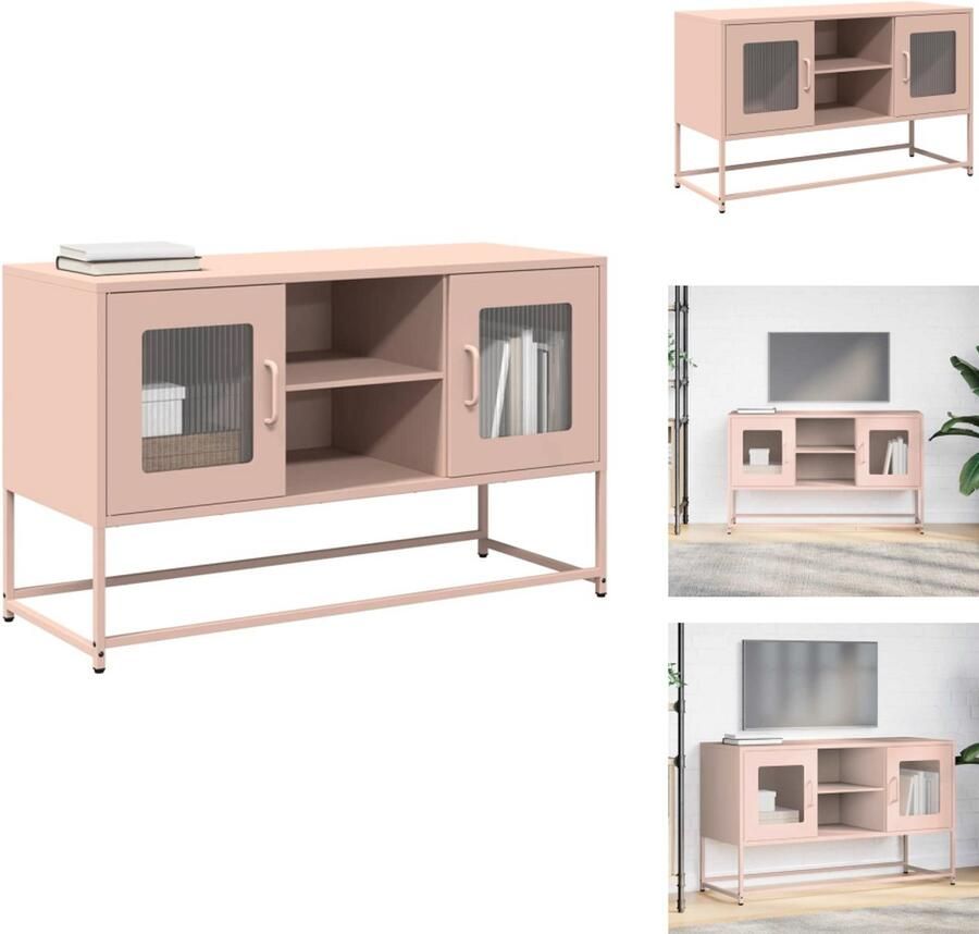 VidaXL Tv-meubel Tv-kasten -Tv-standaard Tv-meubel 100 5x39x60 5 cm staal roze