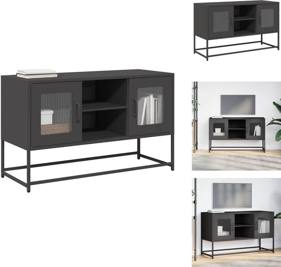 VidaXL Tv-meubel Tv-kasten -Tv-standaard Tv-meubel 100 5x39x60 5 cm staal zwart