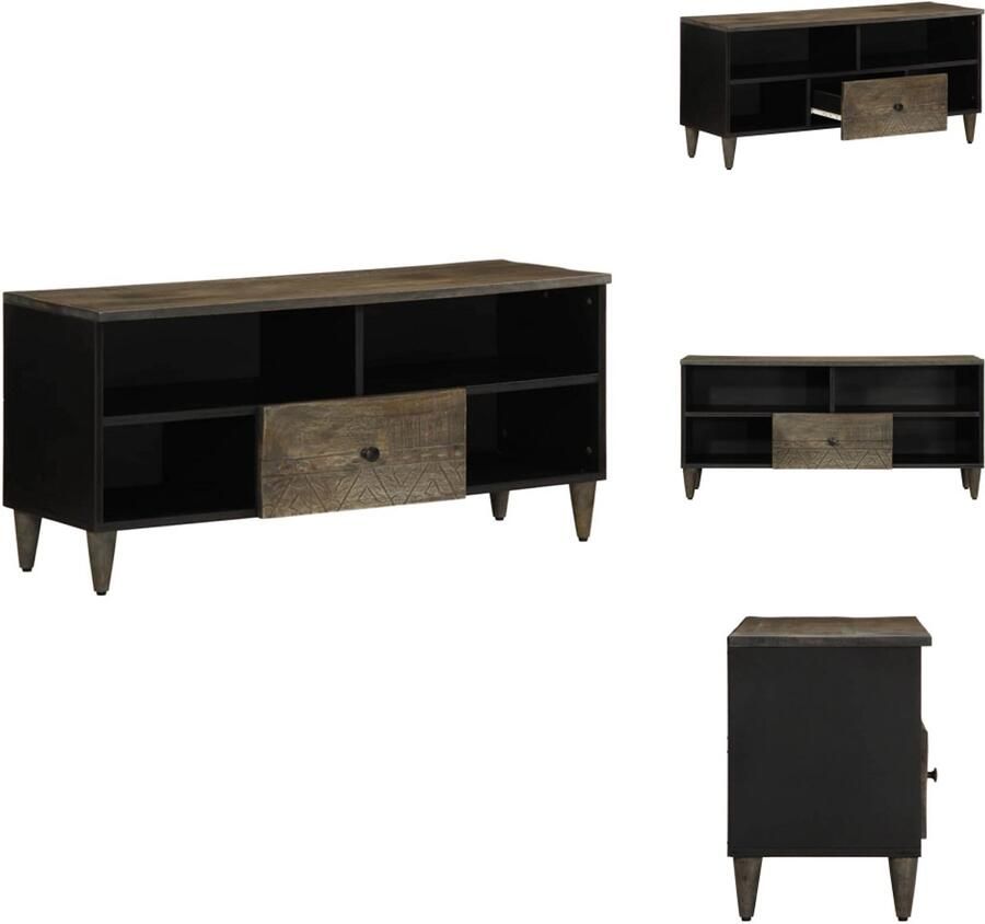 VidaXL Tv-meubel Tv-kasten Tv-standaard Tv-meubel 100x33x46 cm massief mangohout zwart