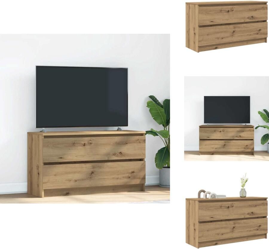 VidaXL Tv-meubel Tv-kasten Tv-standaard Tv-meubel 100x35x54 cm bewerkt hout artisanaal eikenkleurig