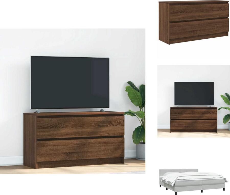 VidaXL Tv-meubel Tv-kasten Tv-standaard Tv-meubel 100x35x54 cm bewerkt hout bruin eikenkleur