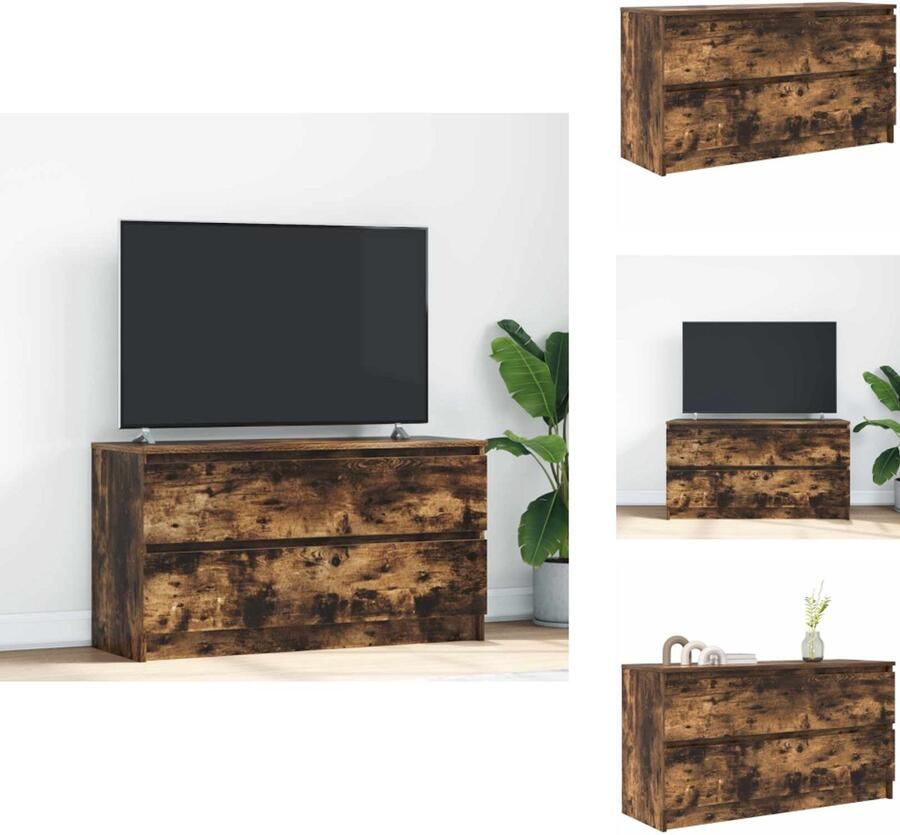 VidaXL Tv-meubel Tv-kasten Tv-standaard Tv-meubel 100x35x54 cm bewerkt hout gerookt eikenkleurig