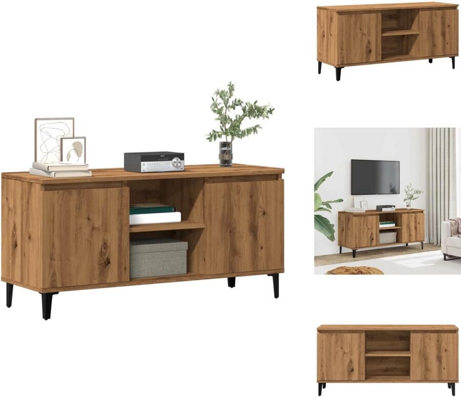 VidaXL Tv-meubel Tv-kasten -Tv-standaard Tv-meubel 102x35x50 cm bewerkt hout artisanaal eikenkleur