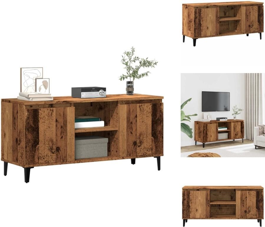 VidaXL Tv-meubel Tv-kasten -Tv-standaard Tv-meubel 102x35x50 cm bewerkt hout oud houtkleurig