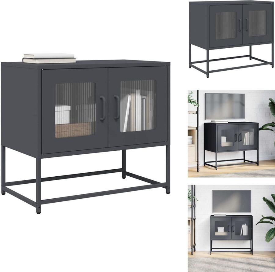 VidaXL Tv-meubel Tv-kasten -tv-standaard Tv-meubel 68x39x60 5 cm koudgewalst staal antracietkleurig