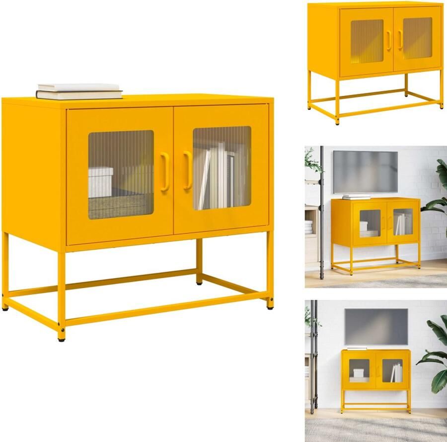 VidaXL Tv-meubel Tv-kasten -tv-standaard Tv-meubel 68x39x60 5 cm koudgewalst staal mosterdgeel