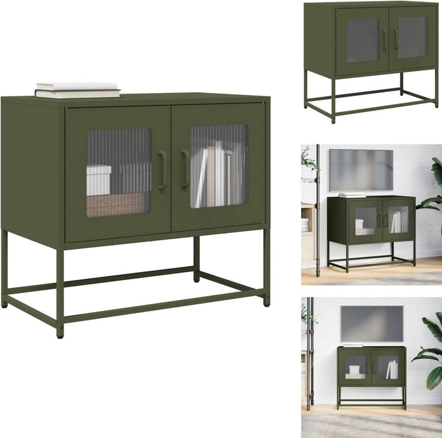 VidaXL Tv-meubel Tv-kasten -tv-standaard Tv-meubel 68x39x60 5 cm koudgewalst staal olijfgroen