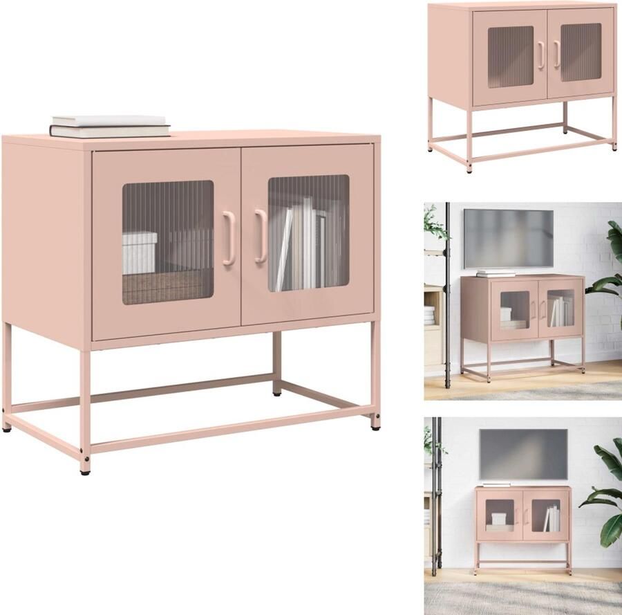 VidaXL Tv-meubel Tv-kasten -tv-standaard Tv-meubel 68x39x60 5 cm koudgewalst staal roze