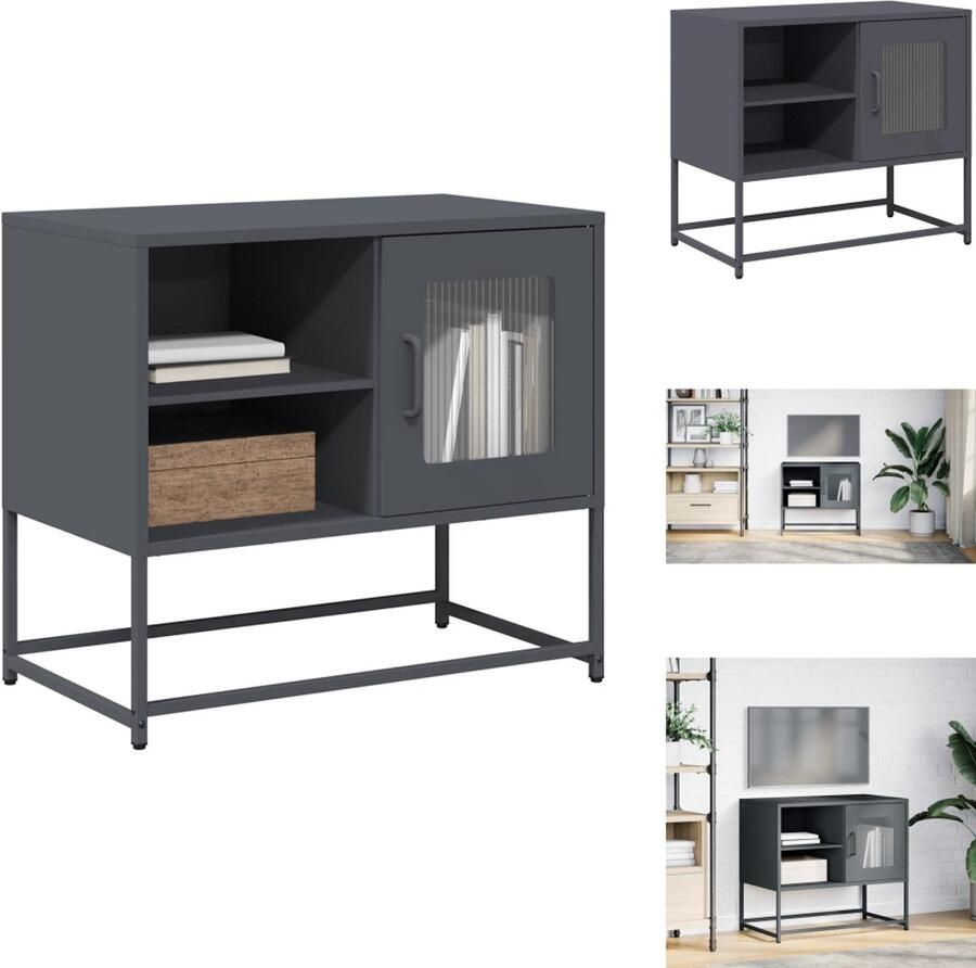 VidaXL Tv-meubel Tv-kasten -Tv-standaard Tv-meubel 68x39x60 5 cm staal antracietkleurig