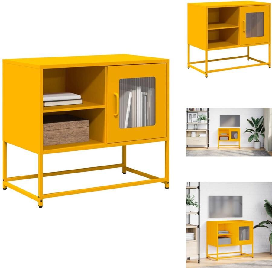 VidaXL Tv-meubel Tv-kasten -Tv-standaard Tv-meubel 68x39x60 5 cm staal mosterdgeel