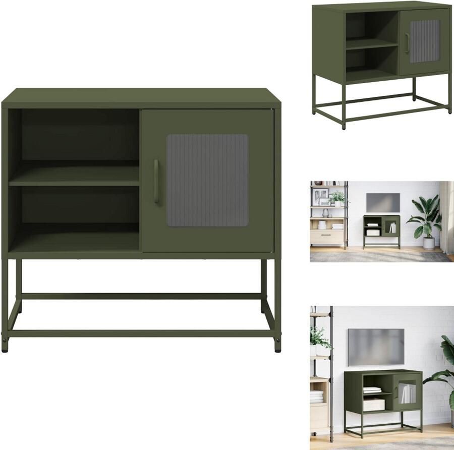 VidaXL Tv-meubel Tv-kasten -Tv-standaard Tv-meubel 68x39x60 5 cm staal olijfgroen