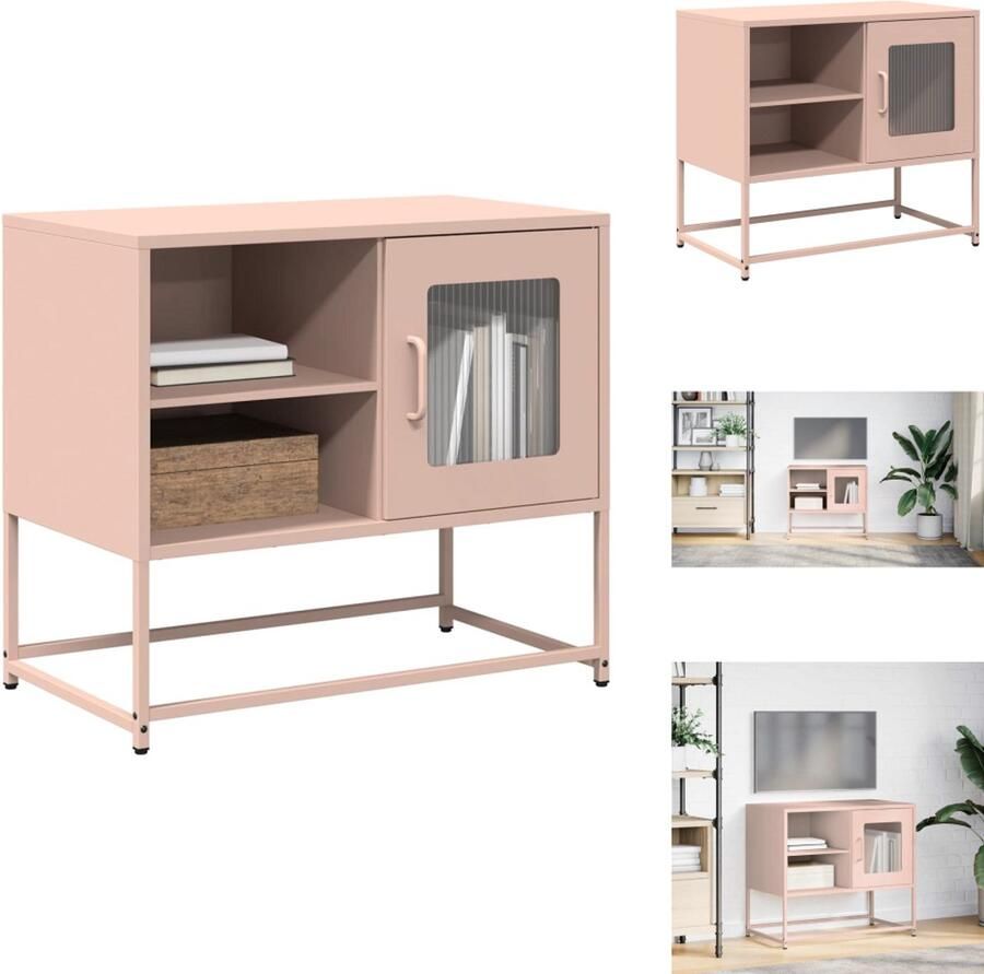 VidaXL Tv-meubel Tv-kasten -Tv-standaard Tv-meubel 68x39x60 5 cm staal roze