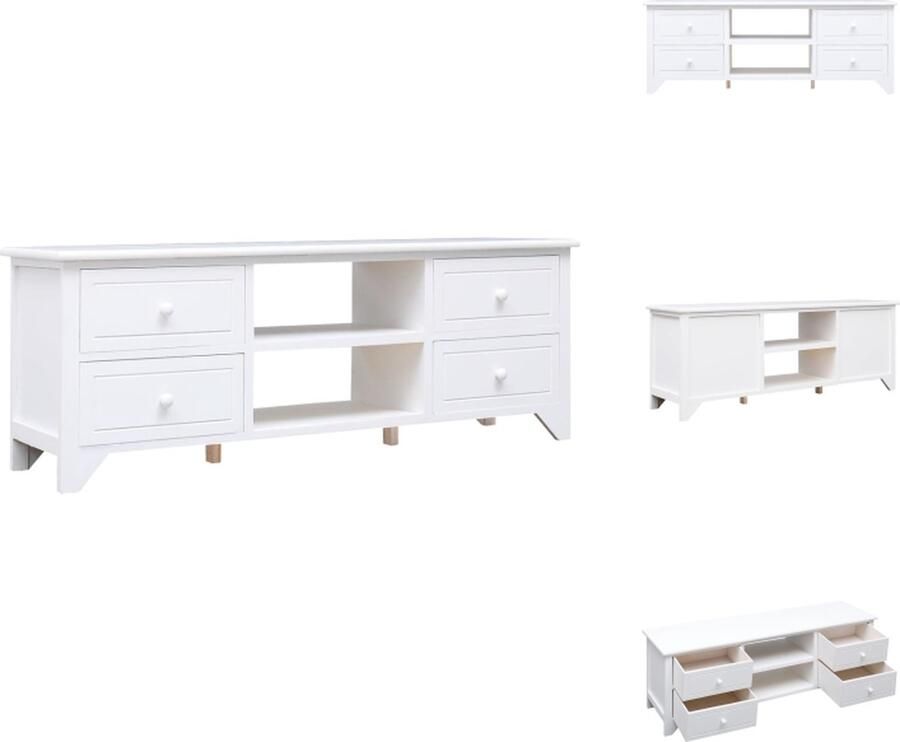 VidaXL Tv-meubel Tv-kasten Tv-standaard Tv-standaards Tv-meubel 108x30x40 cm massief paulowniahout wit