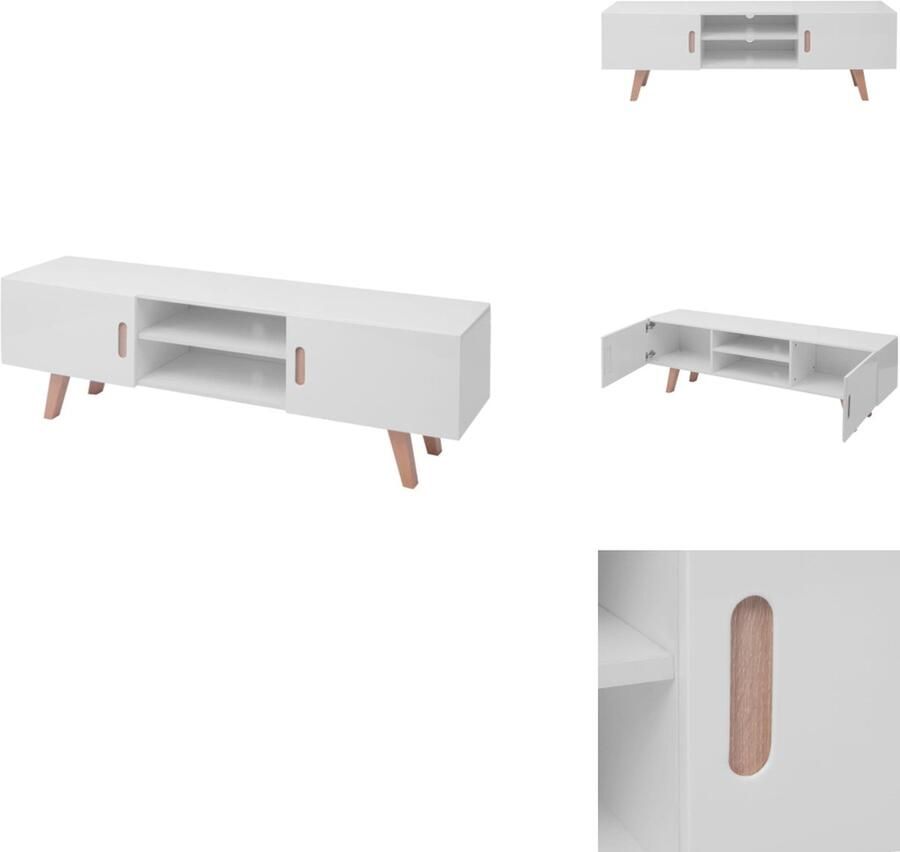 VidaXL Tv Meubel Tv Meubel Televisie Meubel Televisie Meubels Tv-meubel 150x35x48-5 cm MDF hoogglans wit