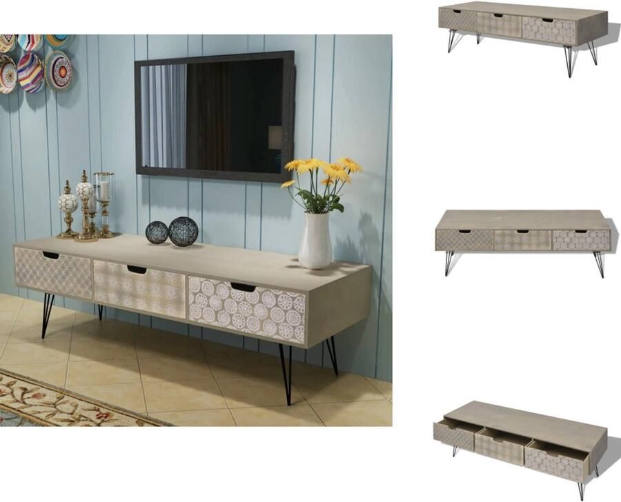VidaXL Tv Meubel Tv Meubel Televisie Meubel Televisie Meubels Tv-meubel met 3 lades 120x40x36 cm grijs