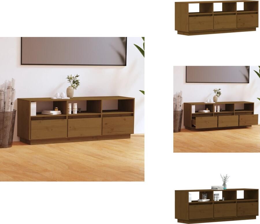 VidaXL Tv-meubel Tv-meubelen Opbergkast Televisiekast Tv-meubel 140x37x50 cm massief grenenhout honingbruin