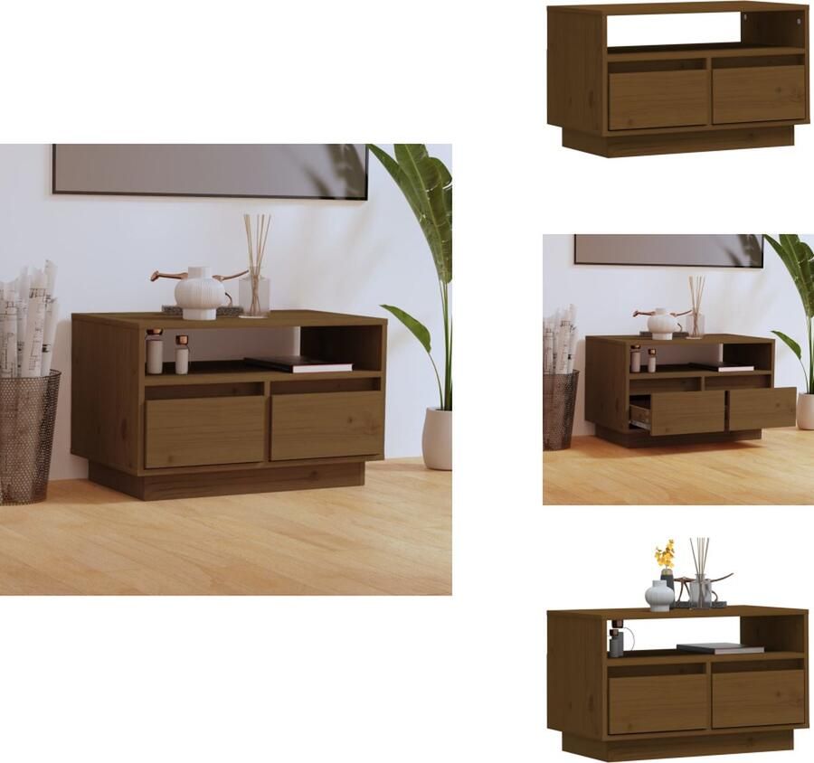 VidaXL Tv-meubel Tv-meubelen Opbergkast Televisiekast Tv-meubel 60x35x37 cm massief grenenhout honingbruin