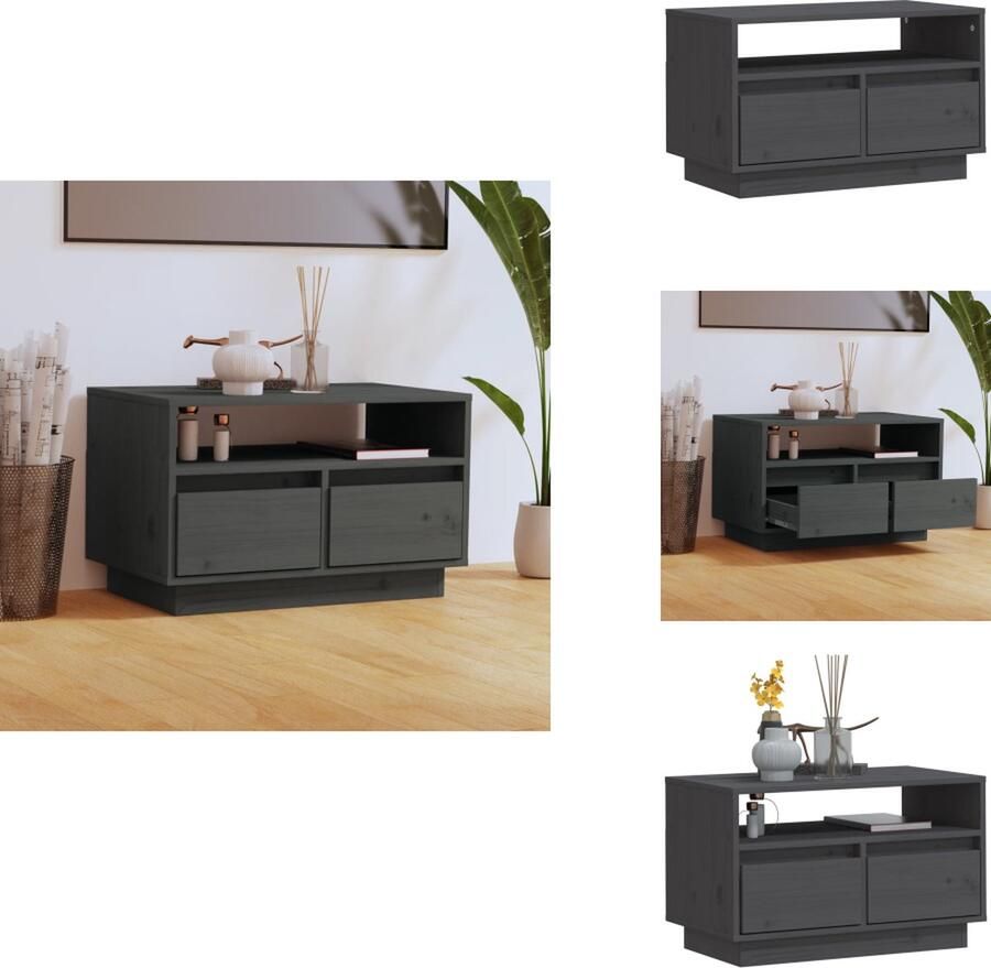 VidaXL Tv-meubel Tv-meubelen Opbergkast Televisiekast Tv-meubel 60x35x37 cm massief grenenhout grijs