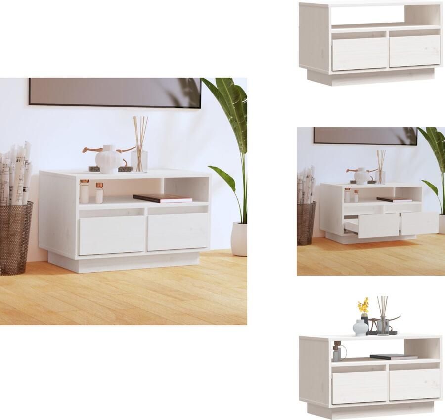 VidaXL Tv-meubel Tv-meubelen Opbergkast Televisiekast Tv-meubel 60x35x37 cm massief grenenhout wit
