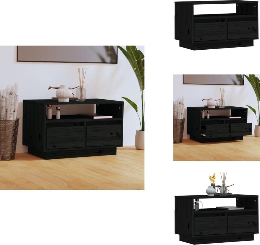 VidaXL Tv-meubel Tv-meubelen Opbergkast Televisiekast Tv-meubel 60x35x37 cm massief grenenhout zwart