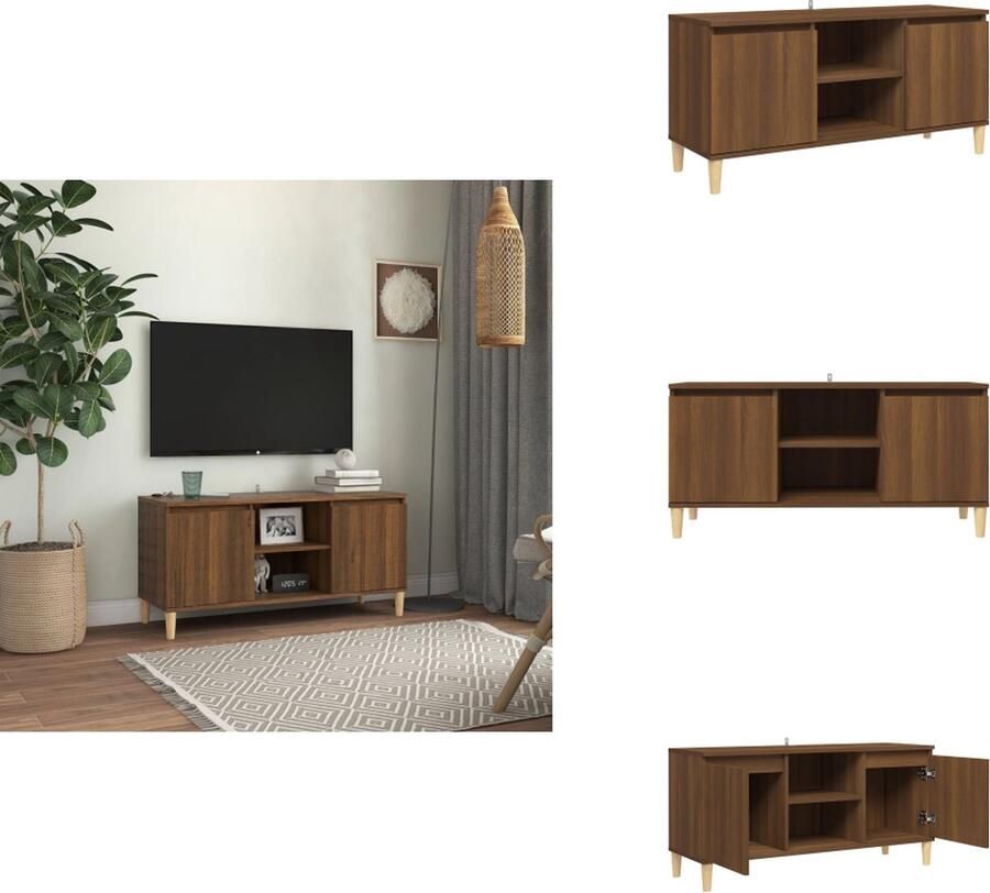 VidaXL Tv-meubel Tv-meubelen Stereokast Televisiemeubel Tv-meubel met houten poten 103-5x35x50 cm bruineikenkleurig