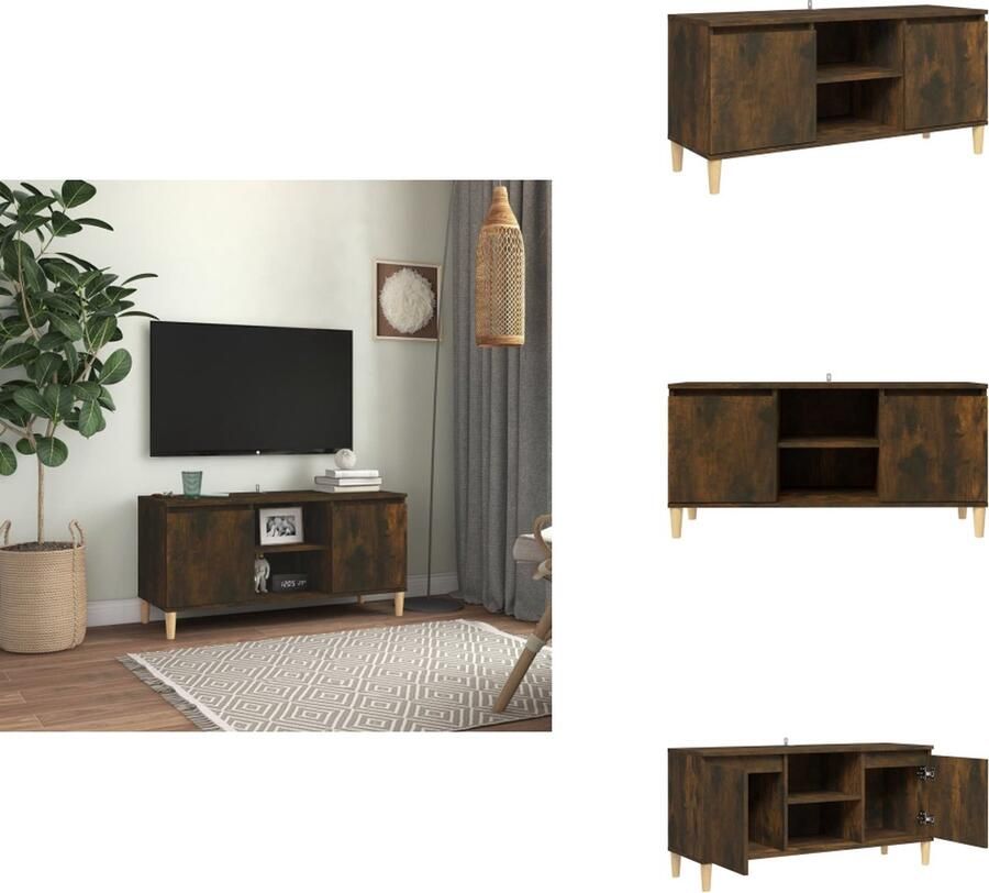 VidaXL Tv-meubel Tv-meubelen Stereokast Televisiemeubel Tv-meubel met houten poten 103 5x35x50 cm gerookt eikenkleurig