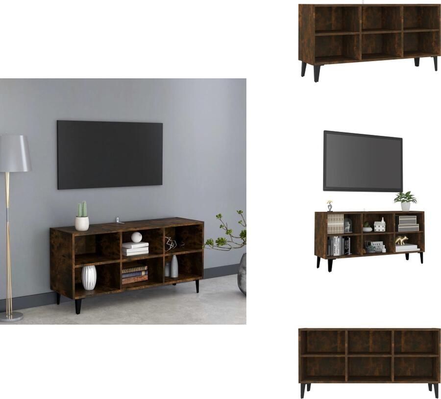VidaXL Tv-meubel Tv-meubelen Stereokast Televisiemeubel Tv-meubel met metalen poten 103 5x30x50 cm gerookt eikenkleurig